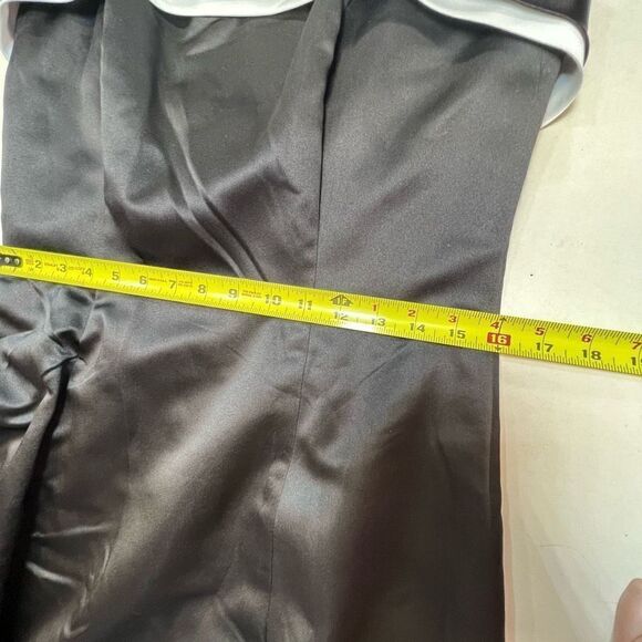 NWT DaVinci Size 14 Blk White Tuxedo Formal Spaghetti Prom Bridesmaid Dress Gown - Picture 6 of 8